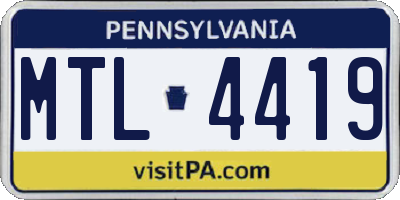 PA license plate MTL4419