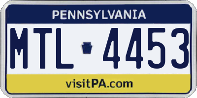 PA license plate MTL4453