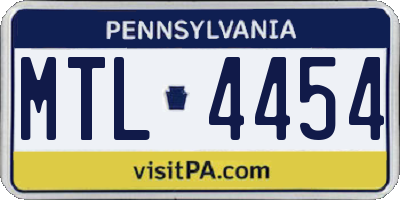 PA license plate MTL4454
