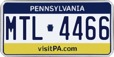 PA license plate MTL4466