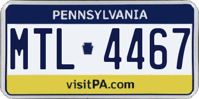 PA license plate MTL4467