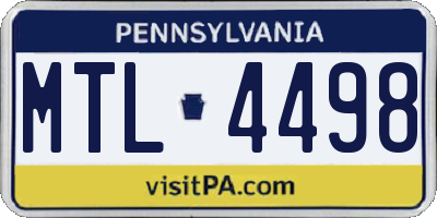 PA license plate MTL4498