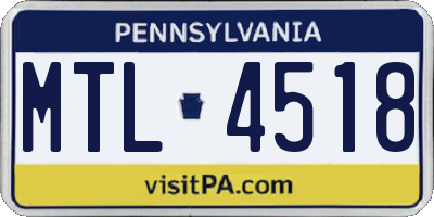 PA license plate MTL4518
