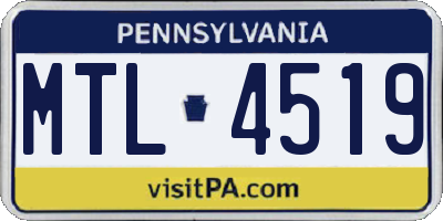 PA license plate MTL4519