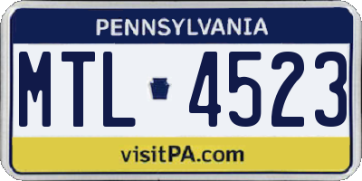 PA license plate MTL4523
