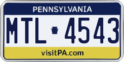 PA license plate MTL4543