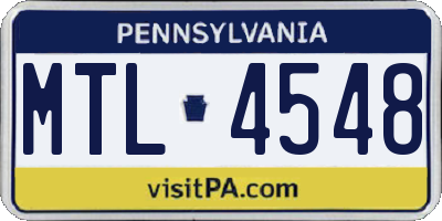 PA license plate MTL4548