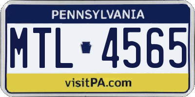 PA license plate MTL4565