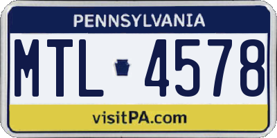 PA license plate MTL4578