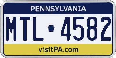 PA license plate MTL4582