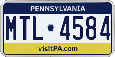 PA license plate MTL4584