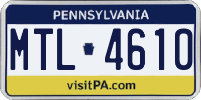 PA license plate MTL4610