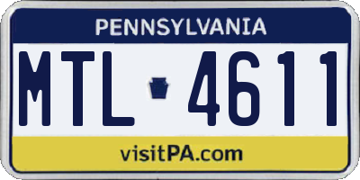PA license plate MTL4611