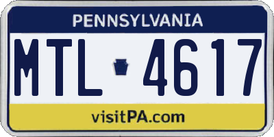 PA license plate MTL4617