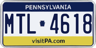 PA license plate MTL4618