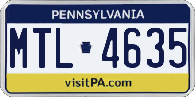 PA license plate MTL4635