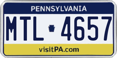 PA license plate MTL4657