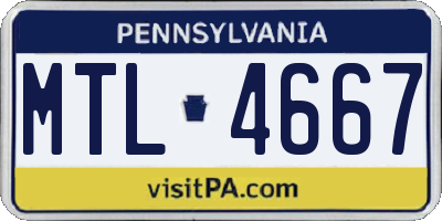 PA license plate MTL4667