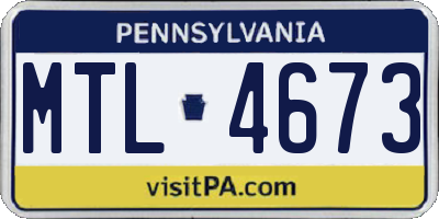 PA license plate MTL4673