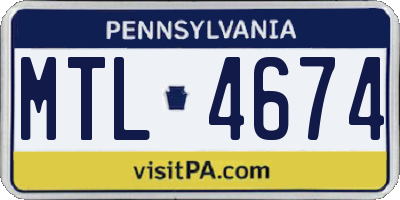 PA license plate MTL4674
