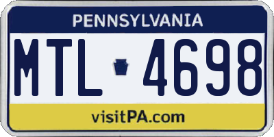 PA license plate MTL4698