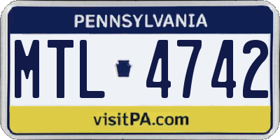 PA license plate MTL4742