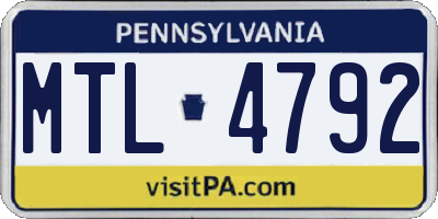 PA license plate MTL4792