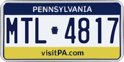 PA license plate MTL4817