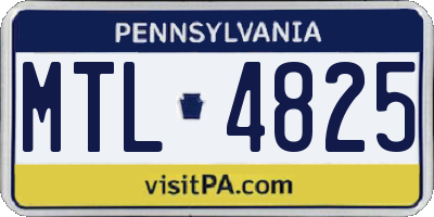 PA license plate MTL4825