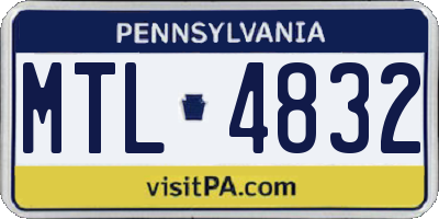 PA license plate MTL4832