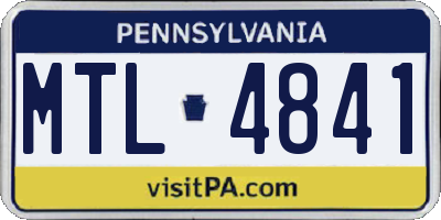 PA license plate MTL4841