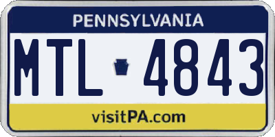 PA license plate MTL4843