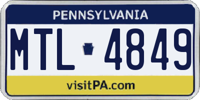 PA license plate MTL4849