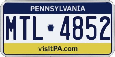 PA license plate MTL4852