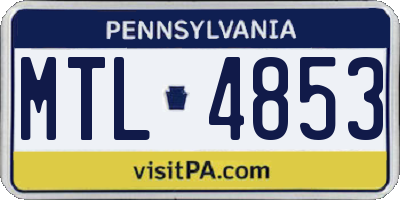PA license plate MTL4853