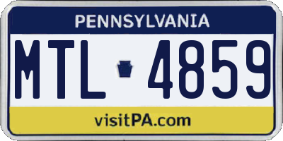 PA license plate MTL4859