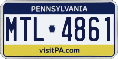 PA license plate MTL4861