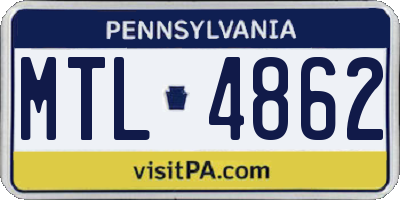 PA license plate MTL4862