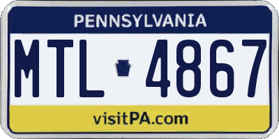 PA license plate MTL4867