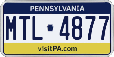 PA license plate MTL4877