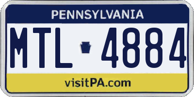 PA license plate MTL4884