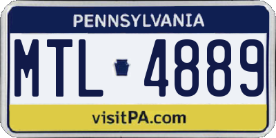 PA license plate MTL4889