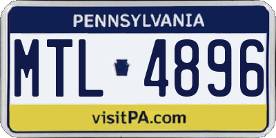 PA license plate MTL4896