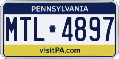 PA license plate MTL4897