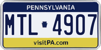 PA license plate MTL4907