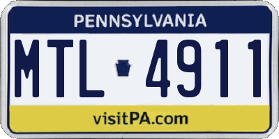 PA license plate MTL4911