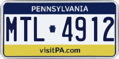 PA license plate MTL4912