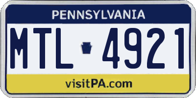 PA license plate MTL4921