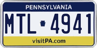 PA license plate MTL4941