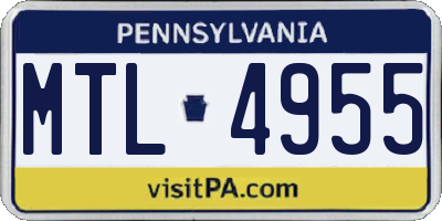PA license plate MTL4955